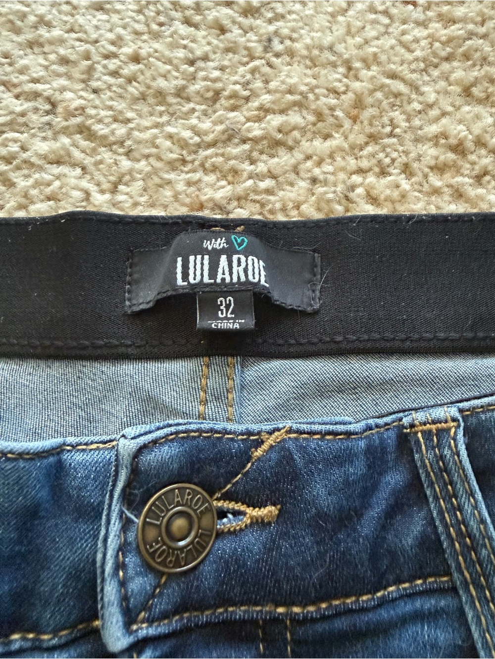 LuLaRoe Dark Blue Denim Jeans with Branded Button - Picture 3 of 6